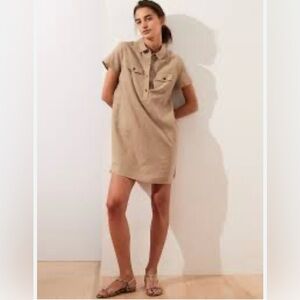 🆕 Banana Republic Factory Linen Blend Shift Dress, Sand Dune, Size Large Tall